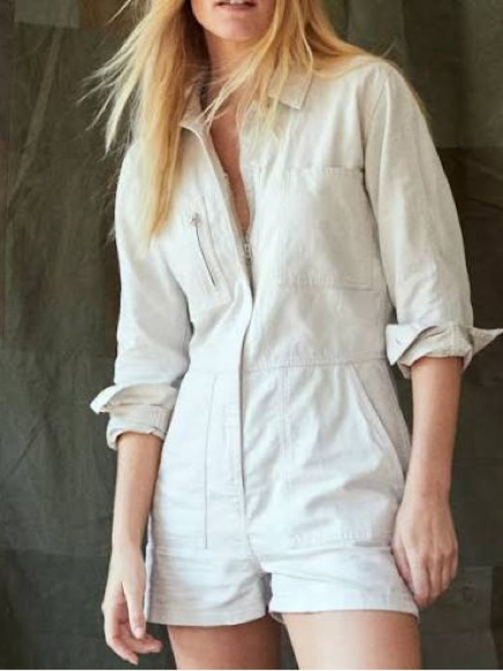NWOT OUTERKNOWN STATION SUIT SHORTALL ROMPER - NATURAL